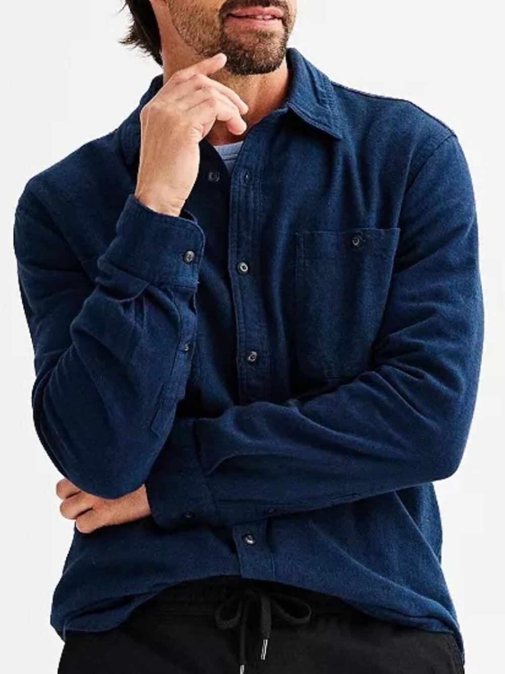 Sonoma Goods For Life Blue Super Soft Flannel Button-Down Classic Shirt SZ S